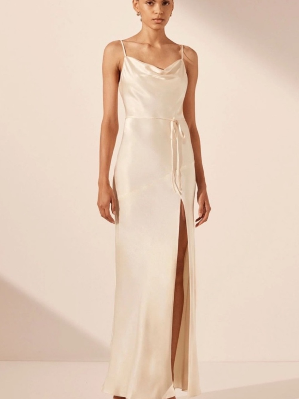 Shona Joy La Lune Bias Cowl Cream Satin Maxi Dress Women’s 8‎ NWT - Picture 2 of 10